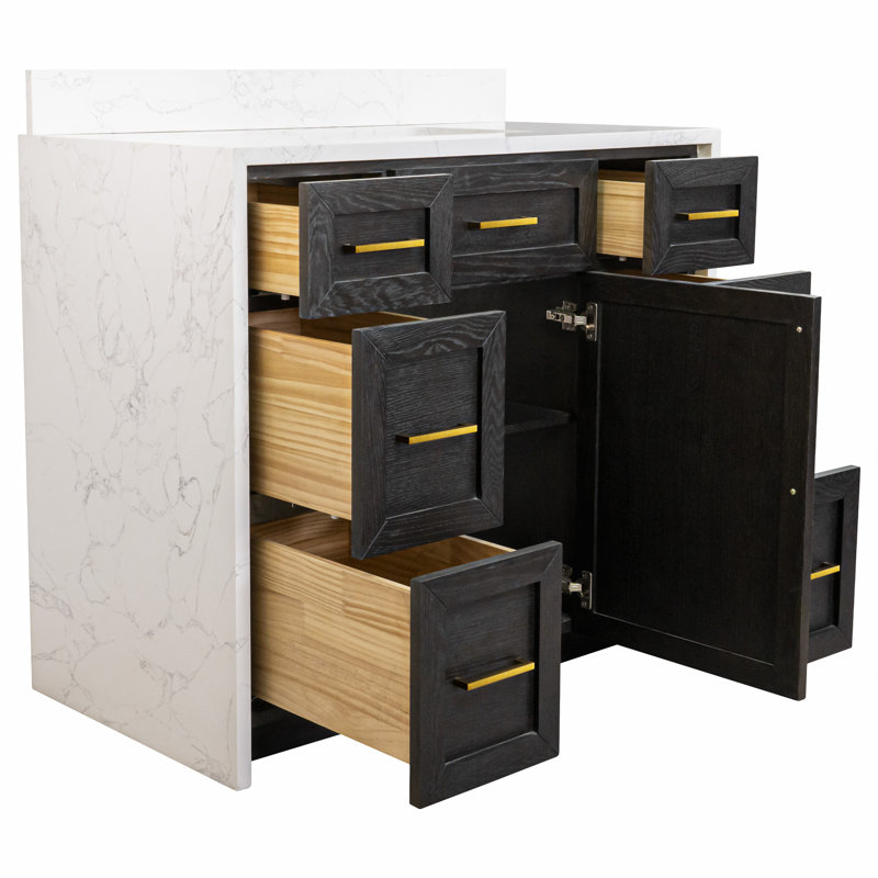 Lark Manor Akalya 42'' Waterfall Bathroom Vanity with Engineered Stone